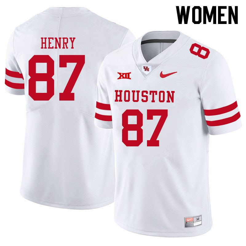 Women #87 Bryan Henry Houston Cougars College Big 12 Conference Football Jerseys Sale-White